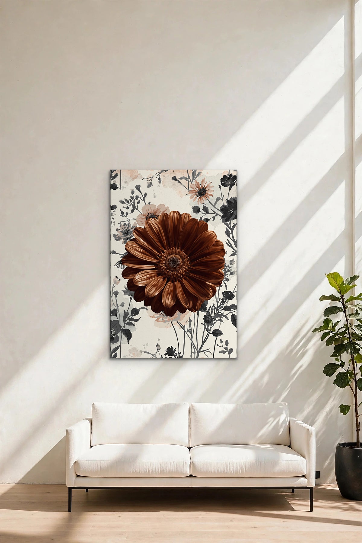 Tavira Brown Daisy Canvas Print