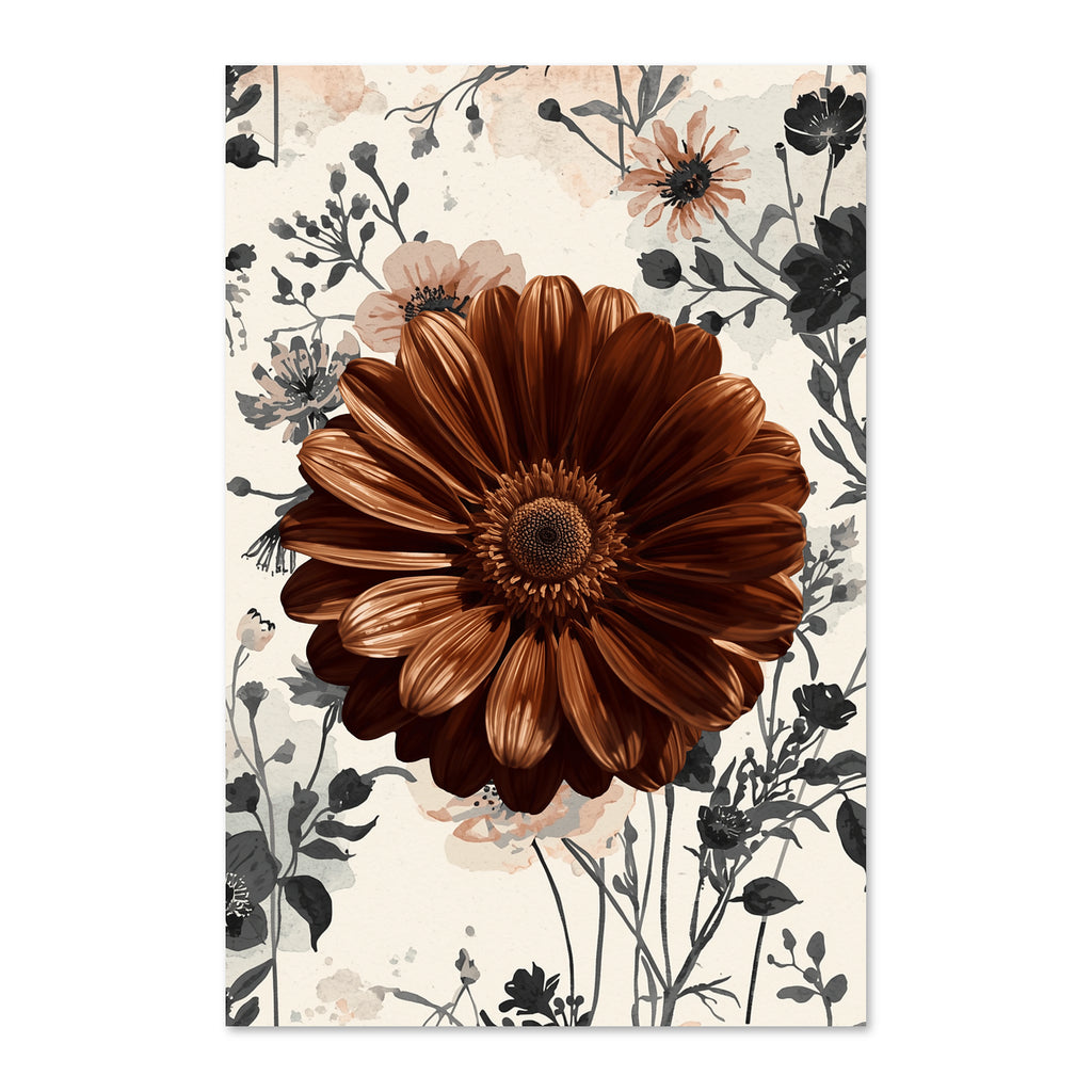 Tavira Brown Daisy Canvas Print