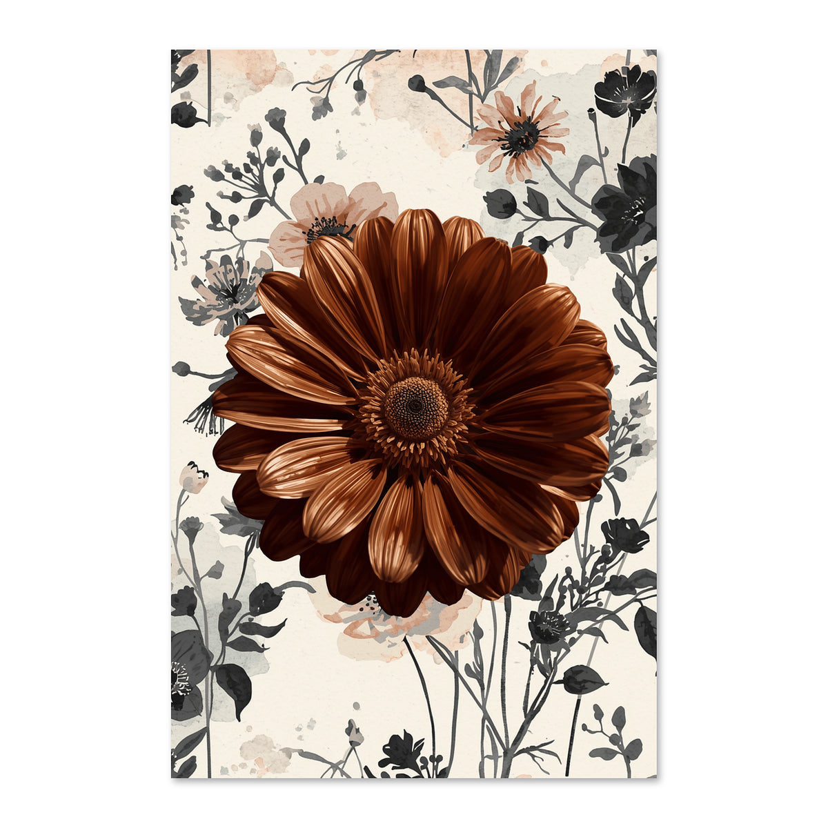 Tavira Brown Daisy Canvas Print